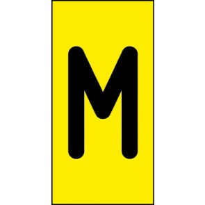 Schild Einzelbuchstabe M | schwarz · gelb selbstklebend