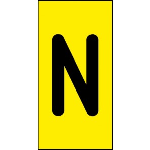Schild Einzelbuchstabe N | schwarz · gelb