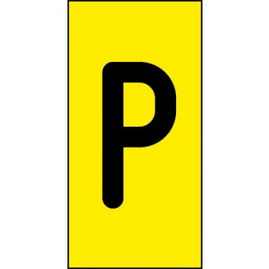 Aufkleber Einzelbuchstabe P | schwarz · gelb