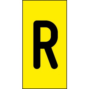 Schild Einzelbuchstabe R | schwarz · gelb selbstklebend