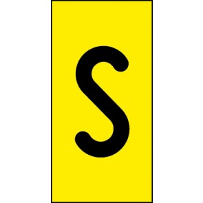 Schild Einzelbuchstabe S | schwarz · gelb selbstklebend