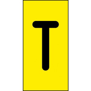 Schild Einzelbuchstabe T | schwarz · gelb