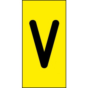 Aufkleber Einzelbuchstabe V | schwarz · gelb | stark haftend