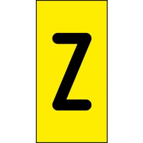 Aufkleber Einzelbuchstabe Z | schwarz · gelb | stark haftend