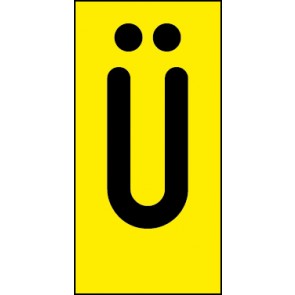 Schild Einzelbuchstabe Ü | schwarz · gelb selbstklebend
