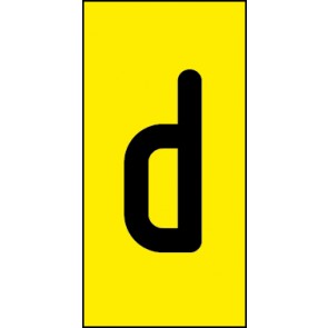 Schild Einzelbuchstabe d | schwarz · gelb