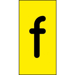 Schild Einzelbuchstabe f | schwarz · gelb