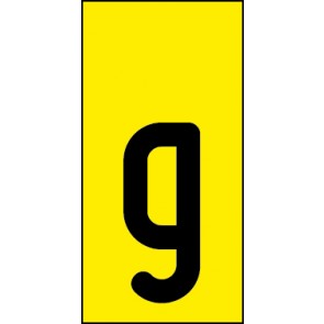 Schild Einzelbuchstabe g | schwarz · gelb selbstklebend