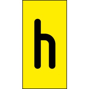 Schild Einzelbuchstabe h | schwarz · gelb selbstklebend