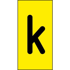 Schild Einzelbuchstabe k | schwarz · gelb selbstklebend