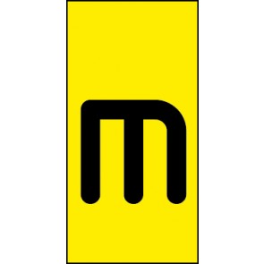 Schild Einzelbuchstabe m | schwarz · gelb selbstklebend
