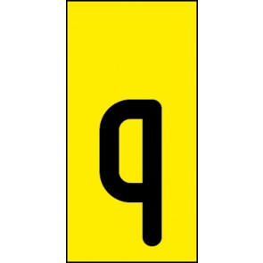 Schild Einzelbuchstabe q | schwarz · gelb