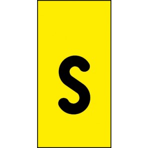 Schild Einzelbuchstabe s | schwarz · gelb