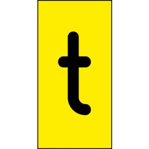 Schild Einzelbuchstabe t | schwarz · gelb selbstklebend