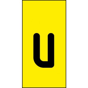 Schild Einzelbuchstabe u | schwarz · gelb selbstklebend
