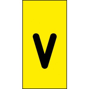 Aufkleber Einzelbuchstabe v | schwarz · gelb | stark haftend