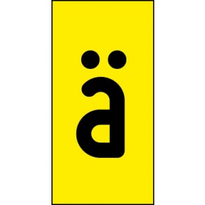 Schild Einzelbuchstabe ä | schwarz · gelb selbstklebend