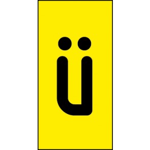 Schild Einzelbuchstabe ü | schwarz · gelb selbstklebend