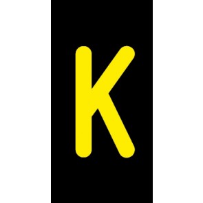 Aufkleber Einzelbuchstabe K | gelb · schwarz | stark haftend