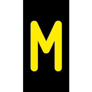 Aufkleber Einzelbuchstabe M | gelb · schwarz | stark haftend