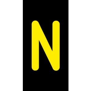 Schild Einzelbuchstabe N | gelb · schwarz selbstklebend