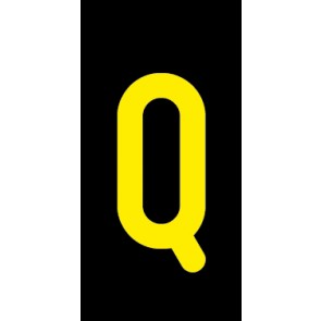 Aufkleber Einzelbuchstabe Q | gelb · schwarz