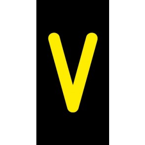 Aufkleber Einzelbuchstabe V | gelb · schwarz | stark haftend