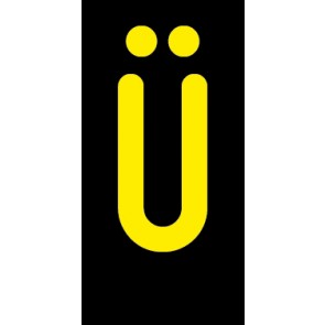 Schild Einzelbuchstabe Ü | gelb · schwarz selbstklebend
