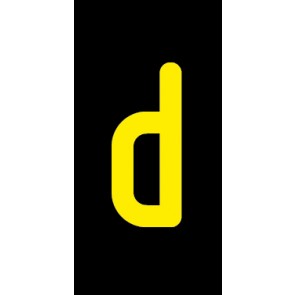Aufkleber Einzelbuchstabe d | gelb · schwarz | stark haftend