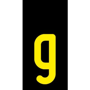 Aufkleber Einzelbuchstabe g | gelb · schwarz | stark haftend