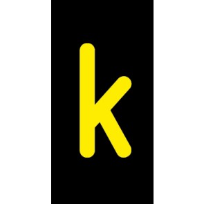 Aufkleber Einzelbuchstabe k | gelb · schwarz