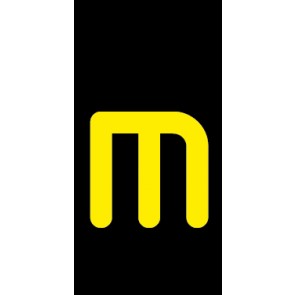 Schild Einzelbuchstabe m | gelb · schwarz selbstklebend