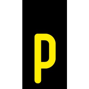 Schild Einzelbuchstabe p | gelb · schwarz selbstklebend