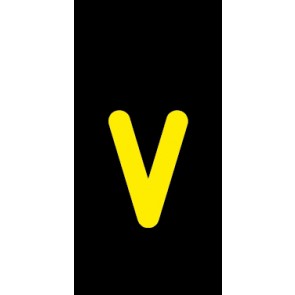 Aufkleber Einzelbuchstabe v | gelb · schwarz | stark haftend