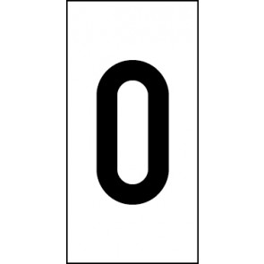 Schild Einzelziffer 0 | schwarz · weiß selbstklebend