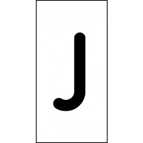Schild Einzelbuchstabe J | schwarz · weiß selbstklebend