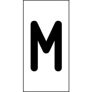 Schild Einzelbuchstabe M | schwarz · weiß selbstklebend