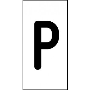 Schild Einzelbuchstabe P | schwarz · weiß selbstklebend