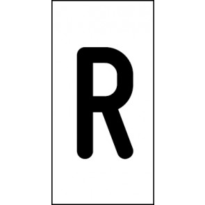 Schild Einzelbuchstabe R | schwarz · weiß selbstklebend