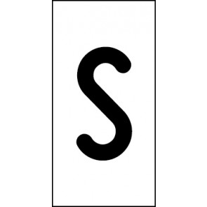 Schild Einzelbuchstabe S | schwarz · weiß selbstklebend