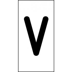 Schild Einzelbuchstabe V | schwarz · weiß selbstklebend