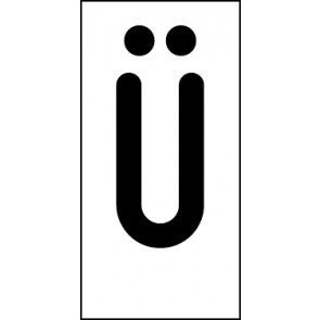 Schild Einzelbuchstabe Ü | schwarz · weiß selbstklebend