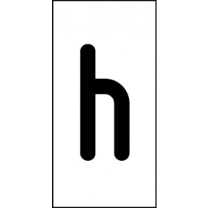 Aufkleber Einzelbuchstabe h | schwarz · weiß | stark haftend