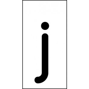 Schild Einzelbuchstabe j | schwarz · weiß selbstklebend