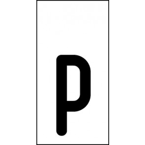 Schild Einzelbuchstabe p | schwarz · weiß