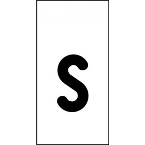 Schild Einzelbuchstabe s | schwarz · weiß selbstklebend