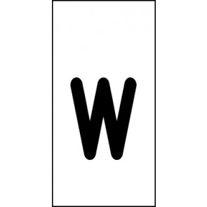 Schild Einzelbuchstabe w | schwarz · weiß selbstklebend