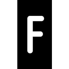 Schild Einzelbuchstabe F | weiß · schwarz selbstklebend