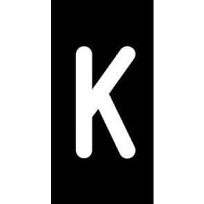 Schild Einzelbuchstabe K | weiß · schwarz selbstklebend