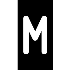 Schild Einzelbuchstabe M | weiß · schwarz selbstklebend